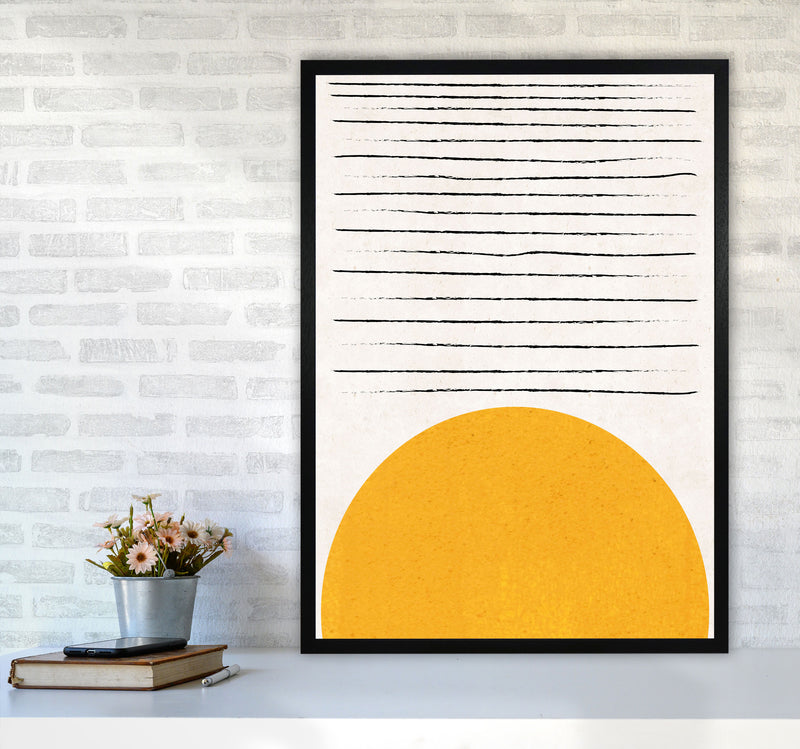 Sun lines mustard Art Print by Pixy Paper A1 White Frame