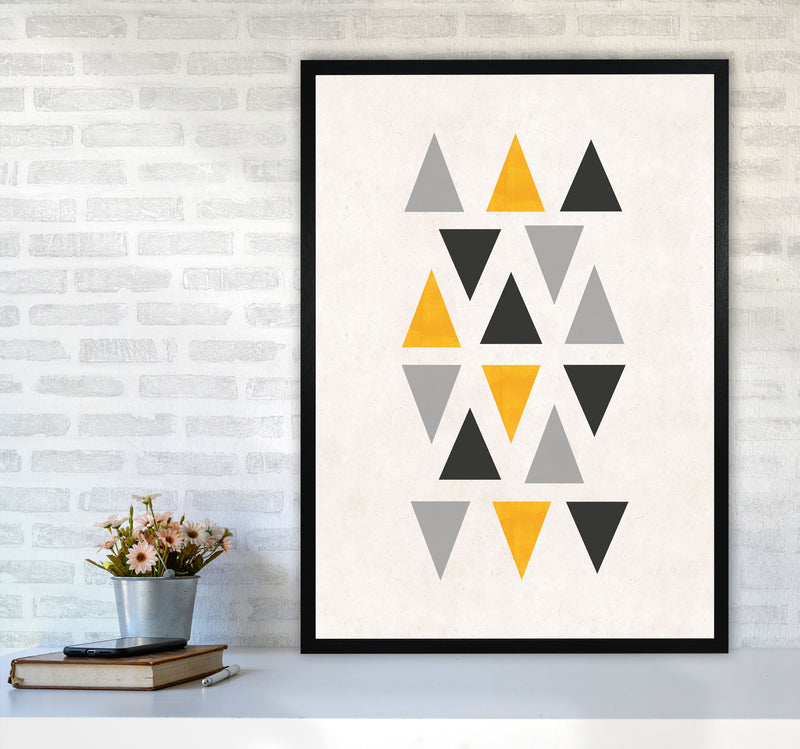 Small triangles mix mustard Art Print by Pixy Paper A1 White Frame