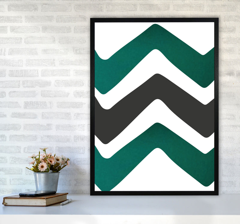 Zig zags emerald Art Print by Pixy Paper A1 White Frame
