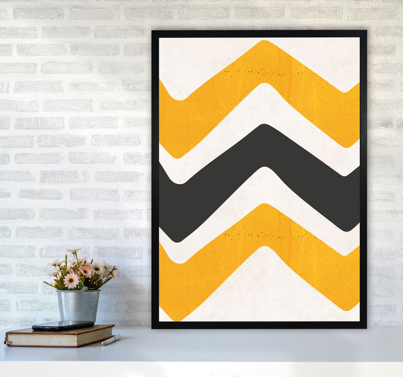 Zig zags mustard Art Print by Pixy Paper A1 White Frame