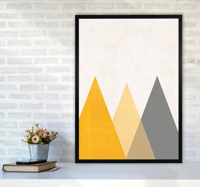 Mountains mustard Art Print by Pixy Paper A1 White Frame