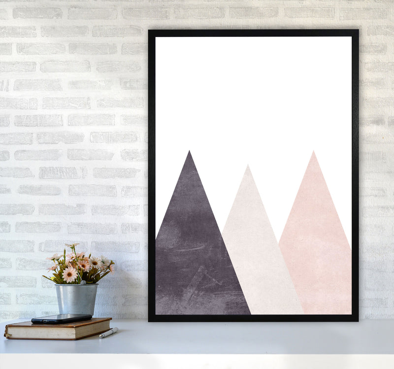 Mountains pink cotton Art Print by Pixy Paper A1 White Frame