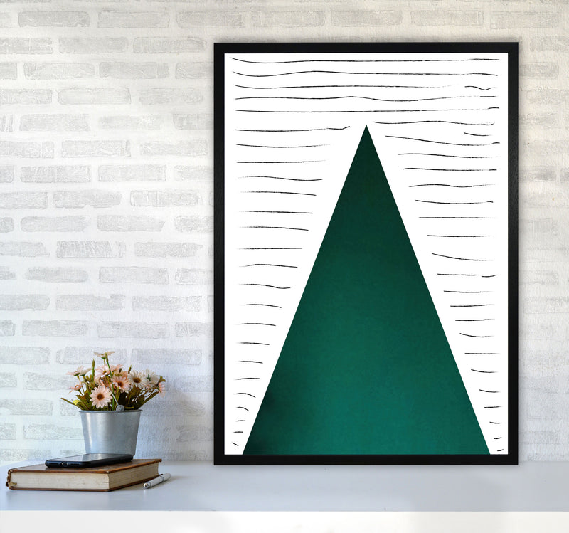Mountain lines emerald Art Print by Pixy Paper A1 White Frame