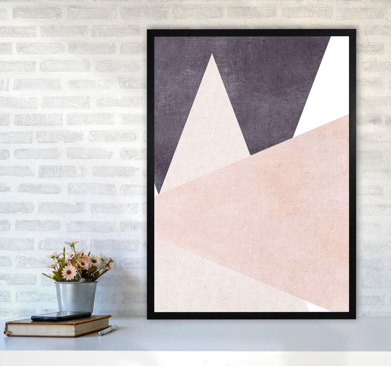 Large triangles pink cotton Art Print by Pixy Paper A1 White Frame