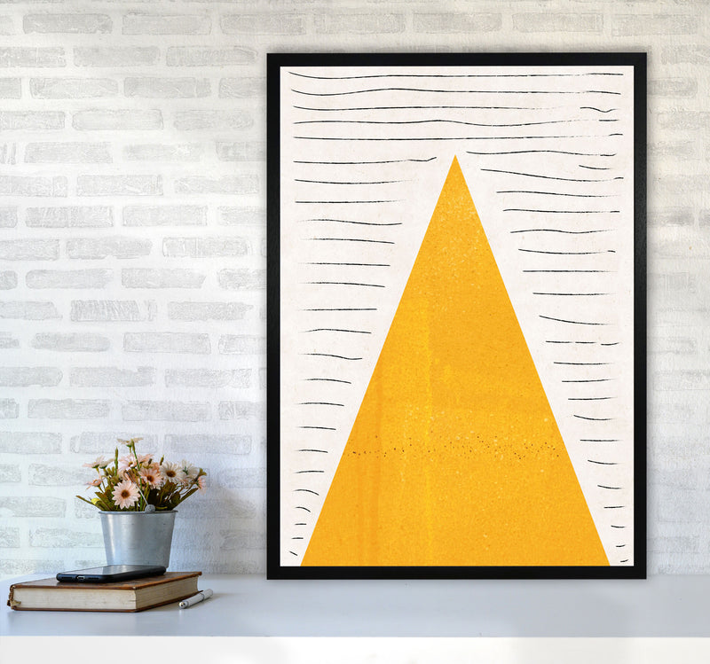 Mountains lines mustard Art Print by Pixy Paper A1 White Frame