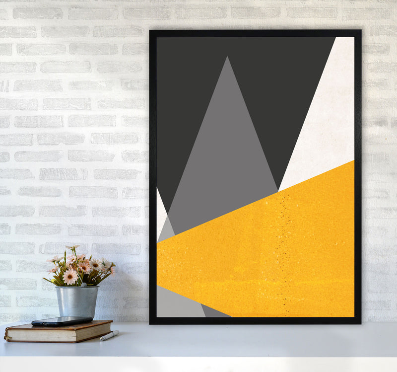 Large triangles mustard Art Print by Pixy Paper A1 White Frame
