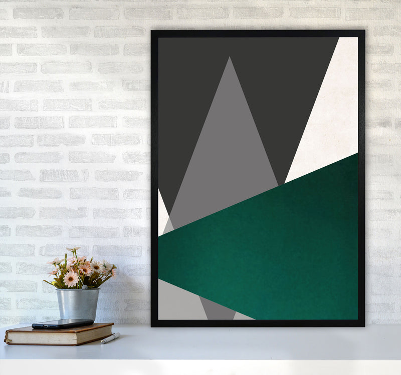 Large triangles emerald Art Print by Pixy Paper A1 White Frame