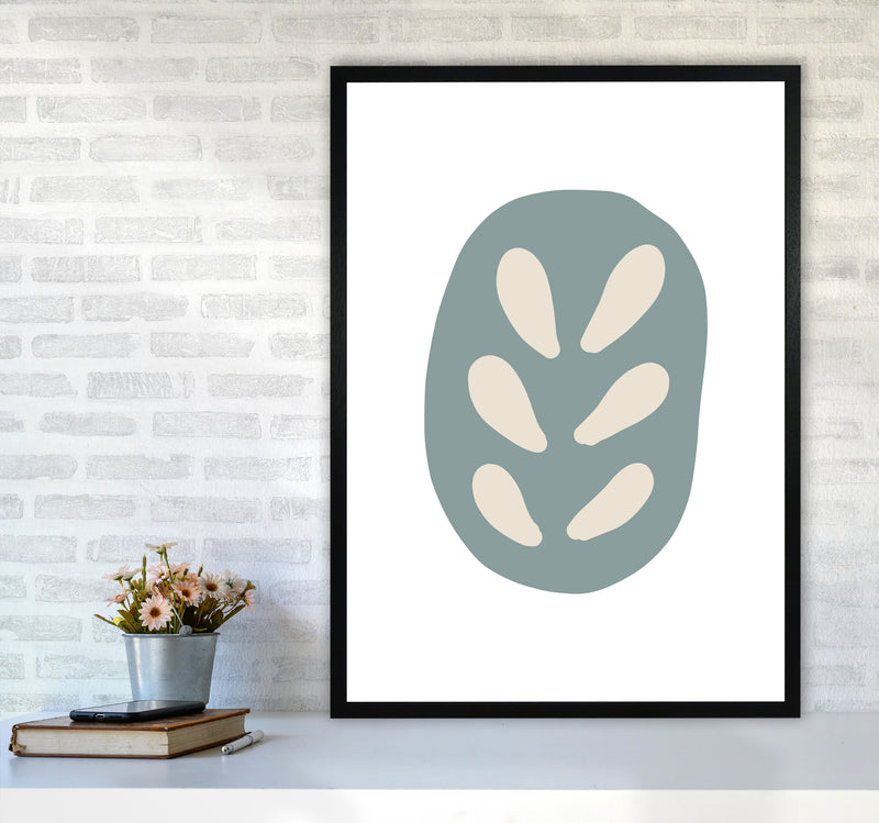 Inspired Teal Floral Abstract Art Print by Pixy Paper A1 White Frame