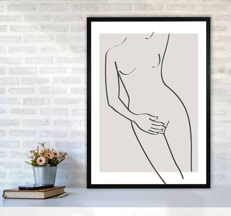 Inspired Stone Woman Line Art Black Art Print by Pixy Paper A1 White Frame