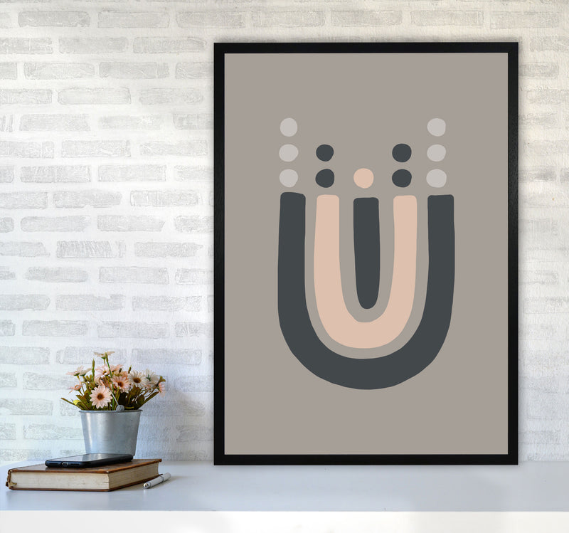 Inspired Upside Down Natural Rainbow Taupe Art Print by Pixy Paper A1 White Frame