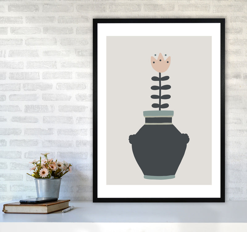 Inspired Plant Pot Stone Art Print by Pixy Paper A1 White Frame