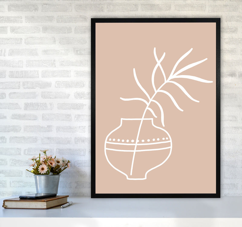 Inspired Pink Plant Silhouette Line Art Art Print by Pixy Paper A1 White Frame