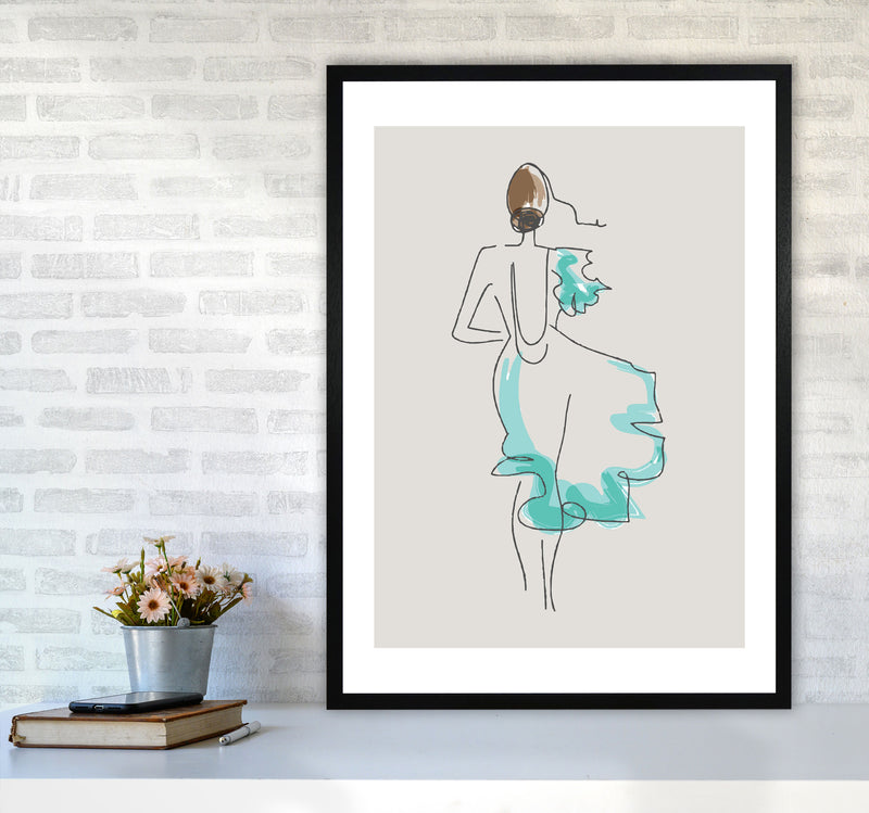 Inspired Stone Woman in Dress Line Art Art Print by Pixy Paper A1 White Frame