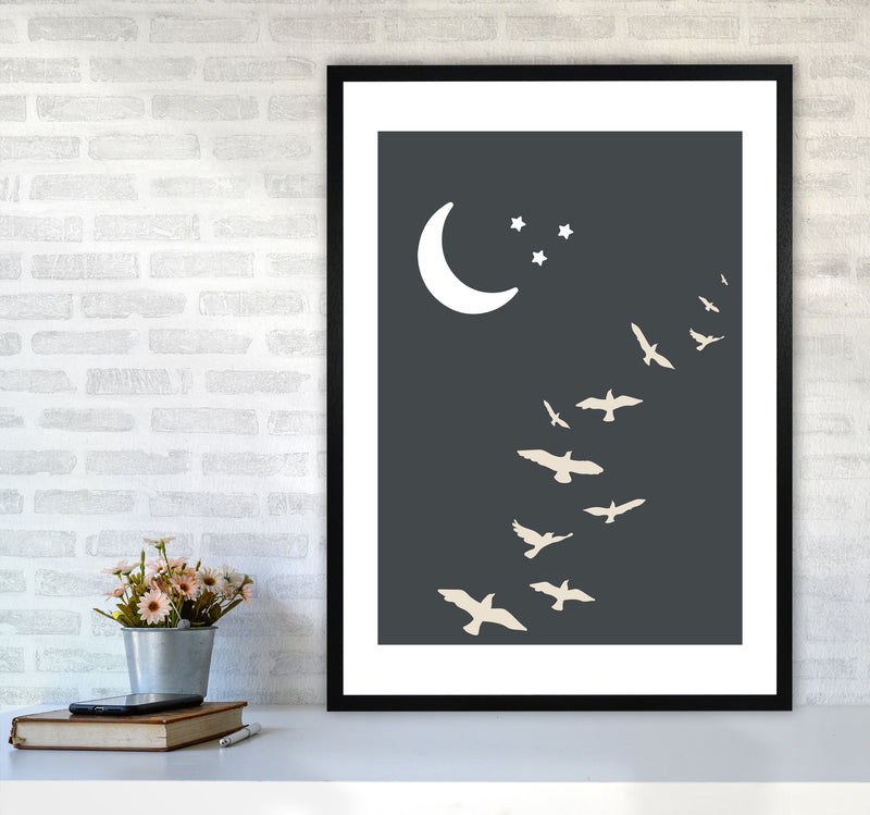 Inspired Off Black Night Sky Art Print by Pixy Paper A1 White Frame