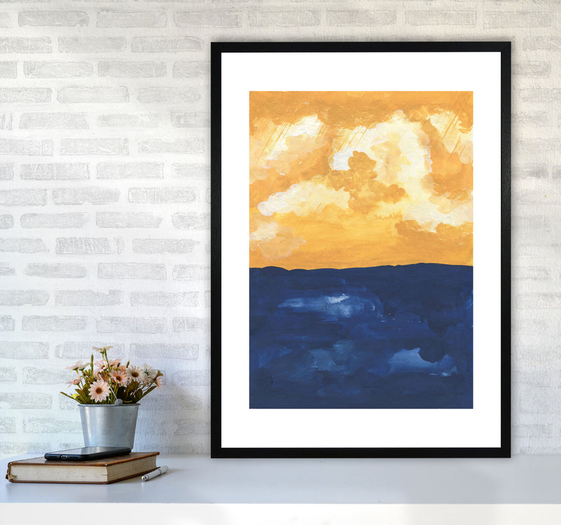 Horizon Abstract Sea  Art Print by Pixy Paper A1 White Frame