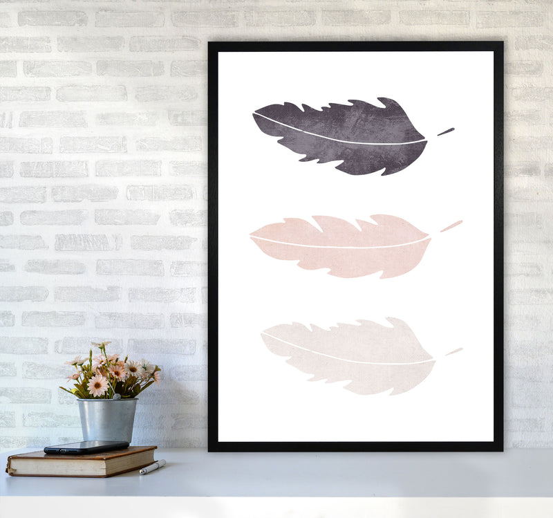 Feathers pink cotton Art Print by Pixy Paper A1 White Frame