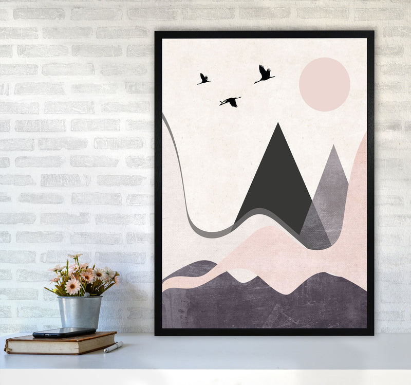 Hills and mountains pink cotton Art Print by Pixy Paper A1 White Frame