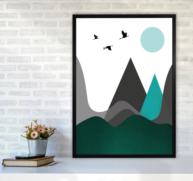 Hills and mountains emerald Art Print by Pixy Paper A1 White Frame