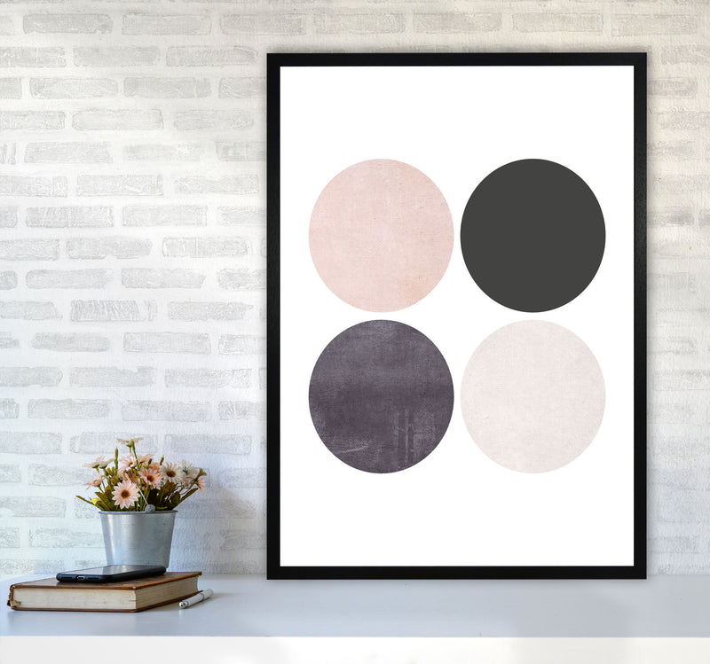 Circles pink cotton Art Print by Pixy Paper A1 White Frame