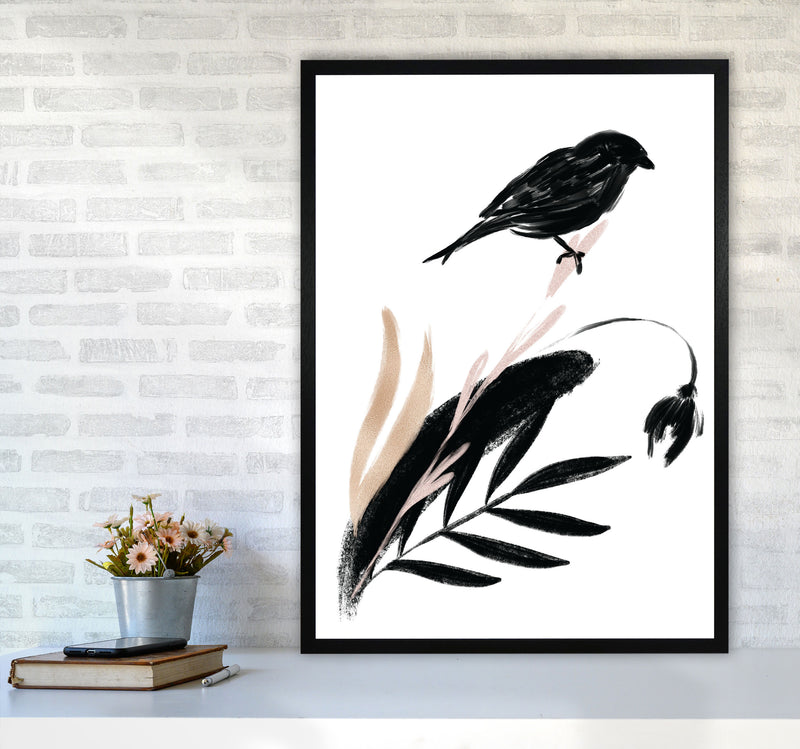 Delicate Floral Bird 04 Art Print by Pixy Paper A1 White Frame
