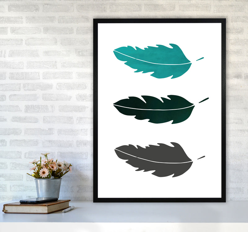 Feathers Emerald Art Print by Pixy Paper A1 White Frame