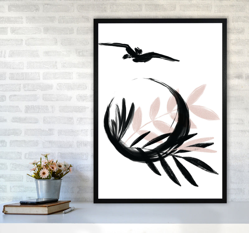 Delicate Floral Moon 08 Art Print by Pixy Paper A1 White Frame