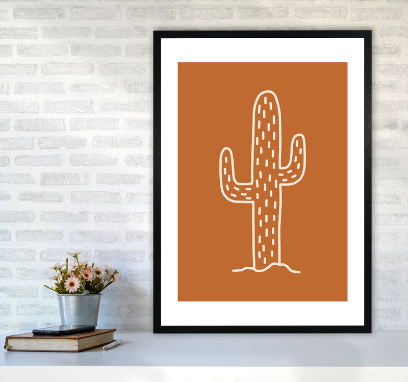 Autumn Cactus Burnt Orange abstract Art Print by Pixy Paper A1 White Frame