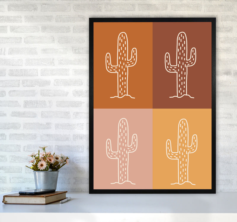 Autumn Cactus Mix abstract Art Print by Pixy Paper A1 White Frame