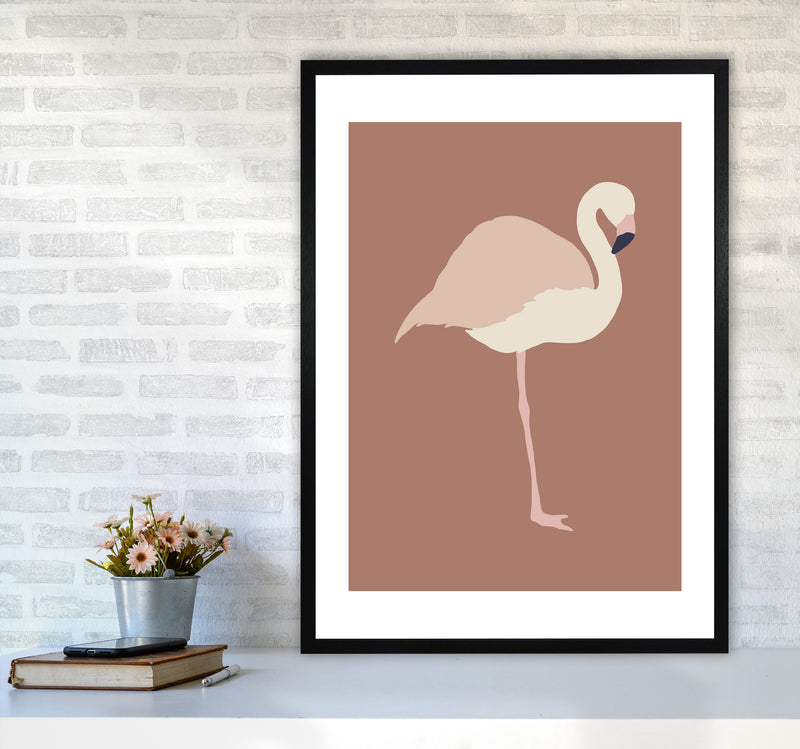 Autumn Flamingo abstract Art Print by Pixy Paper A1 White Frame
