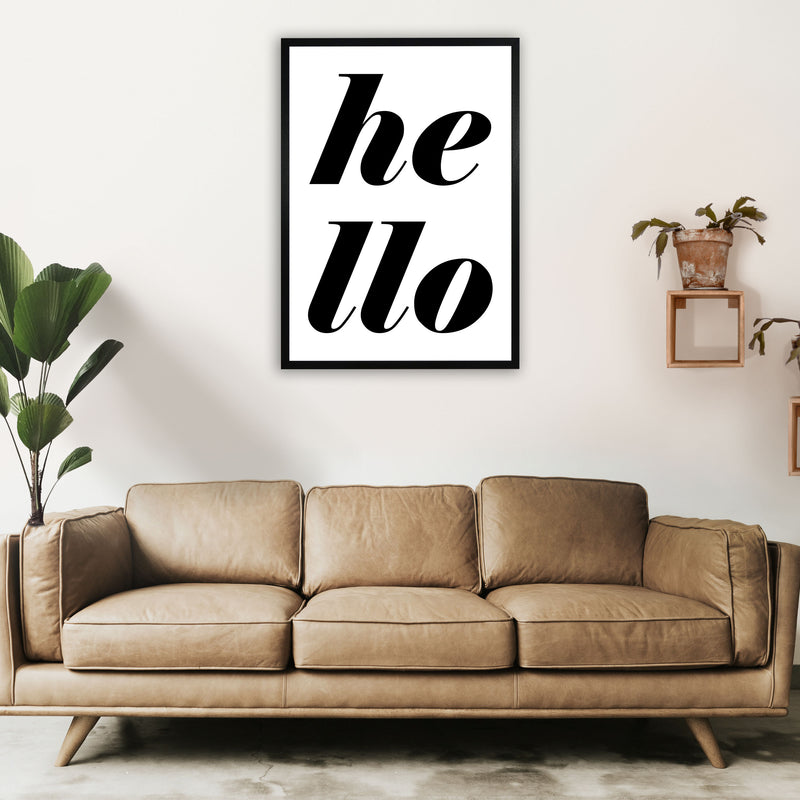 Hello Typography Art Print by Pixy Paper A1 White Frame