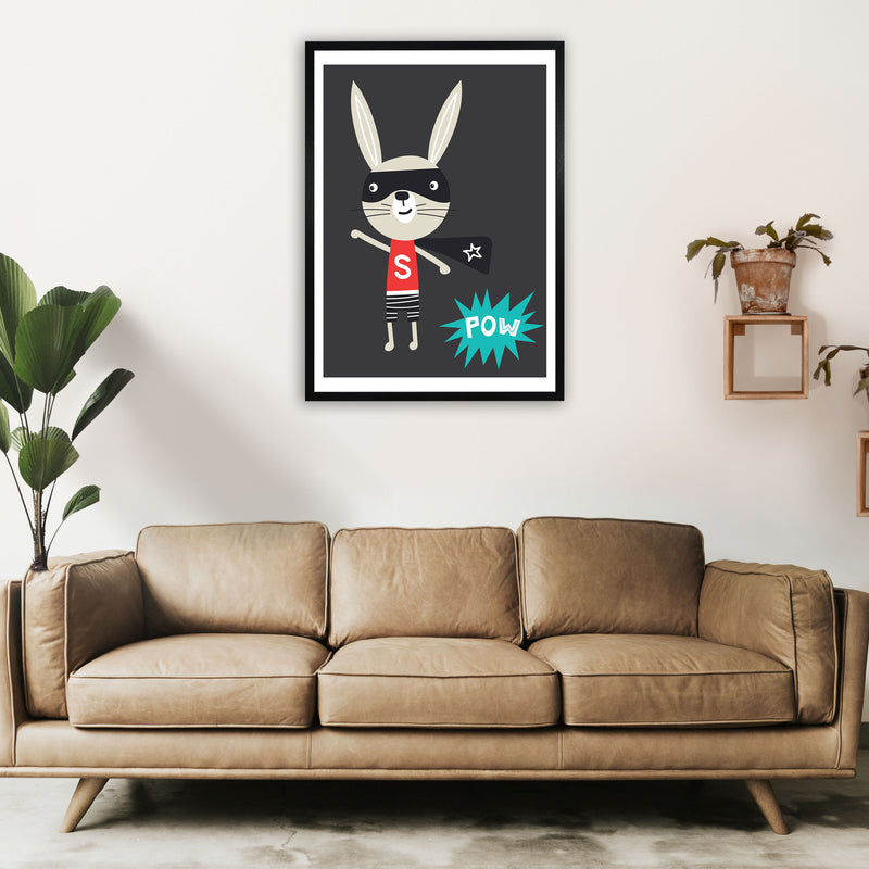 Superhero bunny Art Print by Pixy Paper A1 White Frame