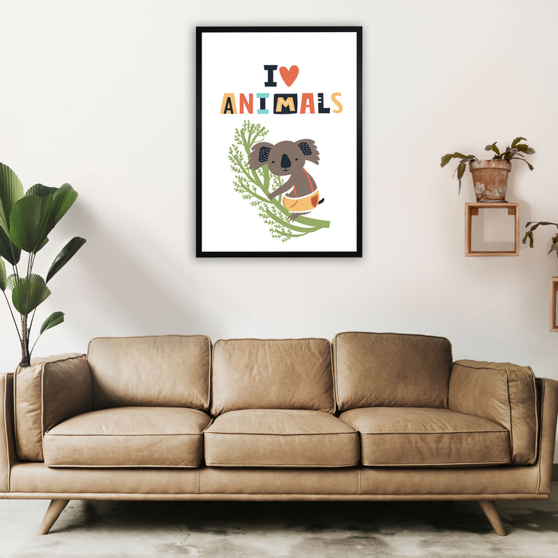 I love animals koala Art Print by Pixy Paper A1 White Frame