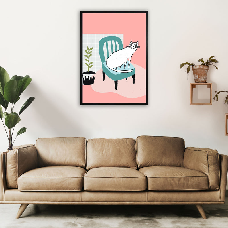 The Cat's Chair Art Print by Pixy Paper A1 White Frame