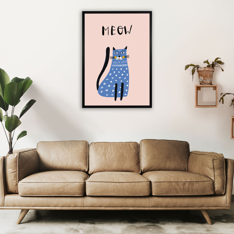 Meow Cat Art Print by Pixy Paper A1 White Frame