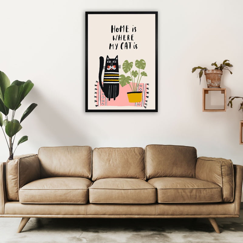 Home Is Where My Cat Is Art Print by Pixy Paper A1 White Frame