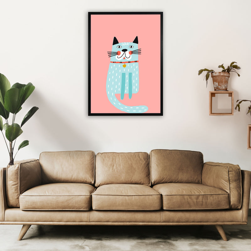 Happy Cat Art Print by Pixy Paper A1 White Frame