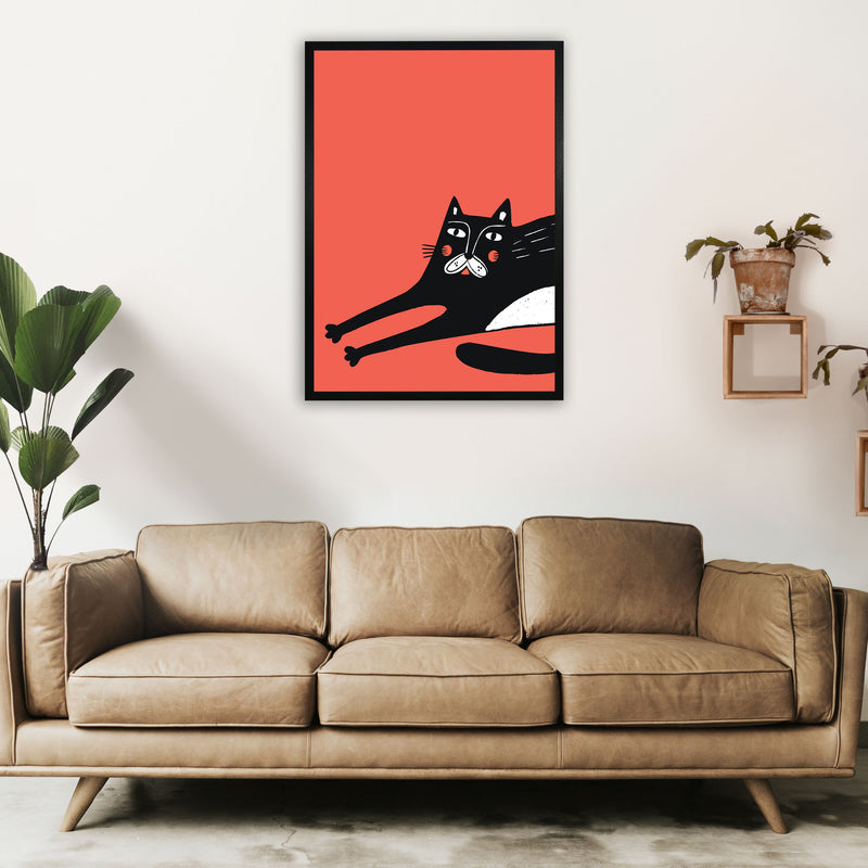 Cat Stretching Art Print by Pixy Paper A1 White Frame