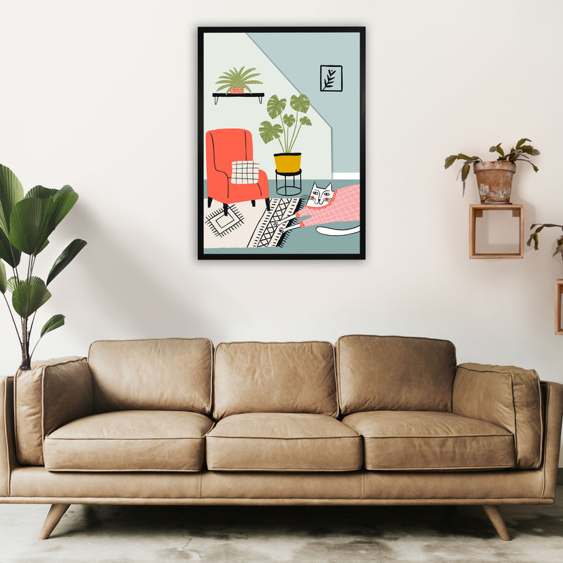 Cat At Home Art Print by Pixy Paper A1 White Frame