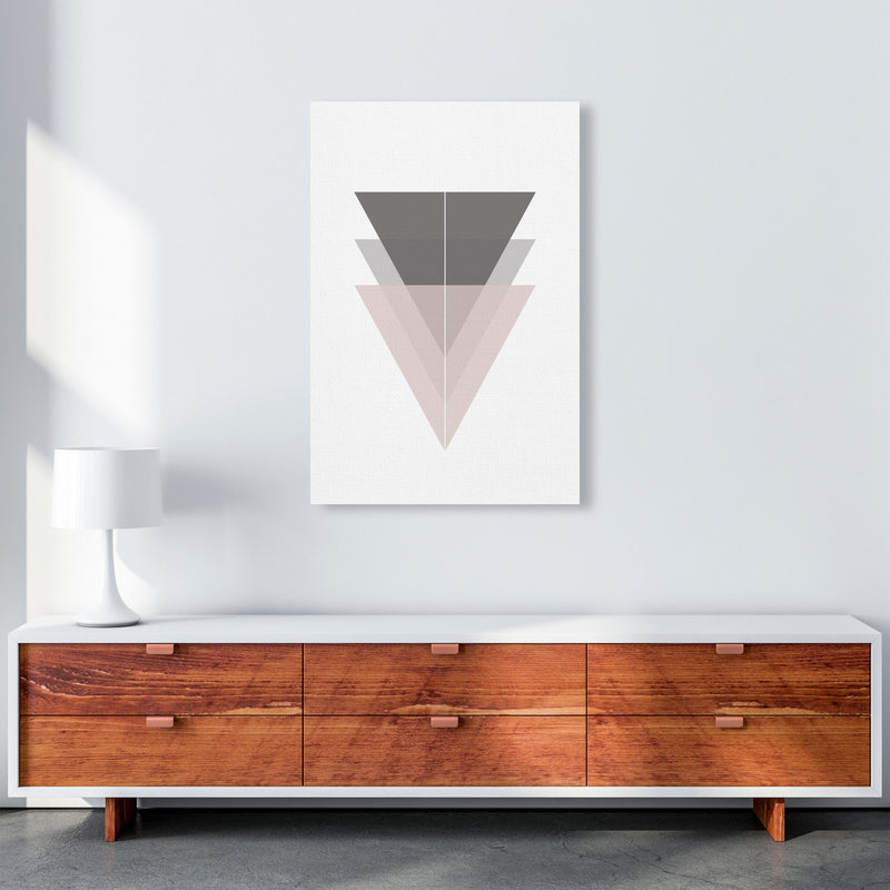 Black, Grey and Pink Abstract Triangles Modern Print A1 Canvas