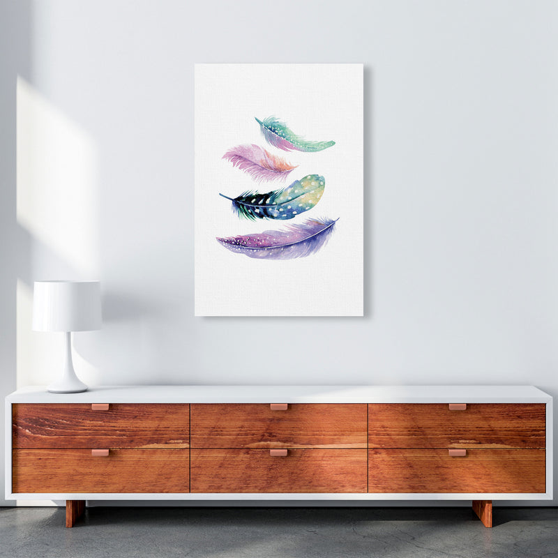 Turquoise And Purple Bird Feathers Abstract Modern Print A1 Canvas