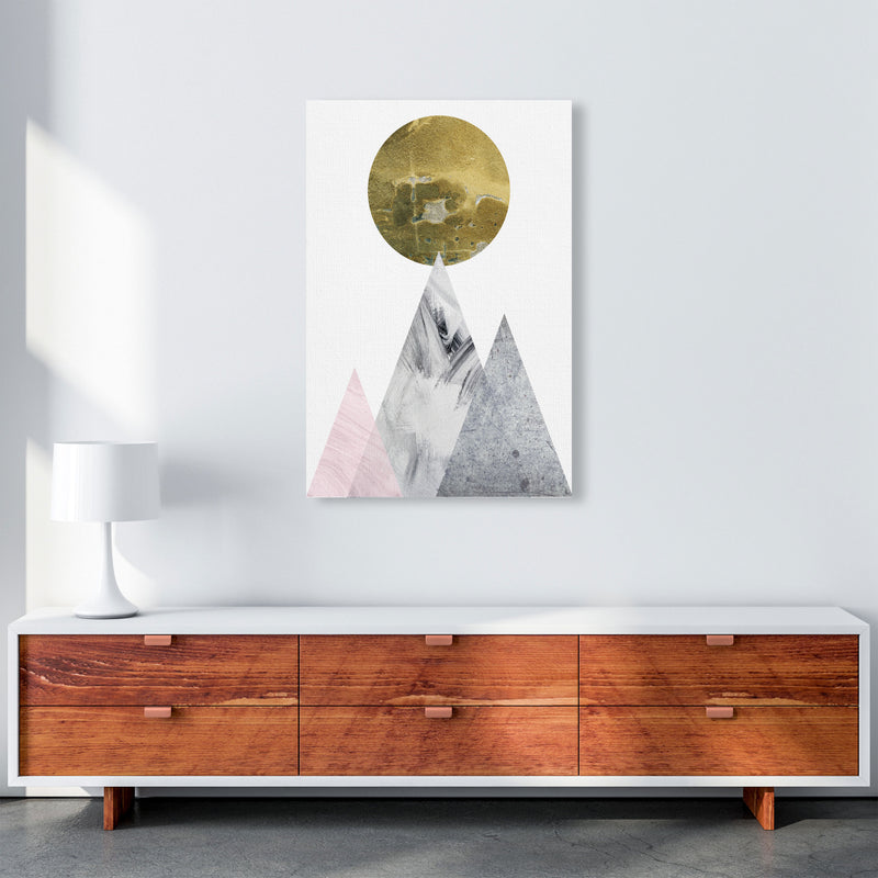 Pink And Grey Mountains Abstract Modern Print A1 Canvas