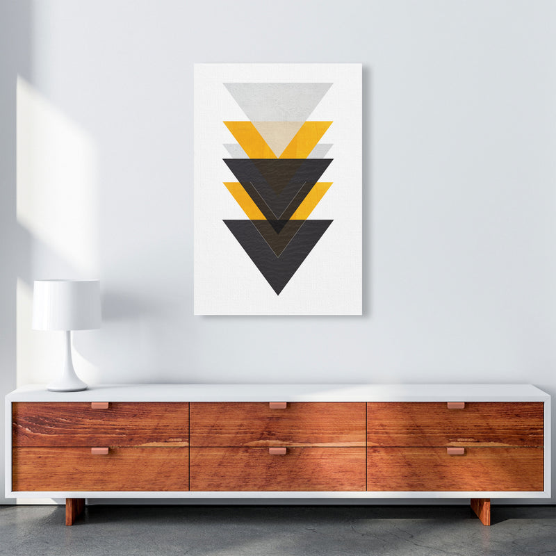 Yellow And Black Abstract Triangles Modern Print A1 Canvas