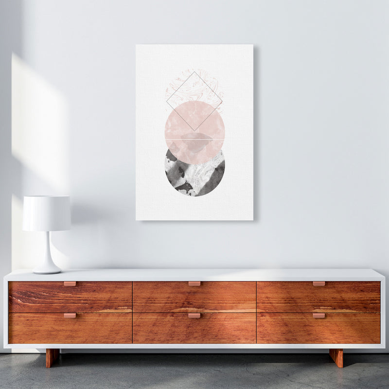 Black And Pink Marble Abstract Circles Modern Print A1 Canvas
