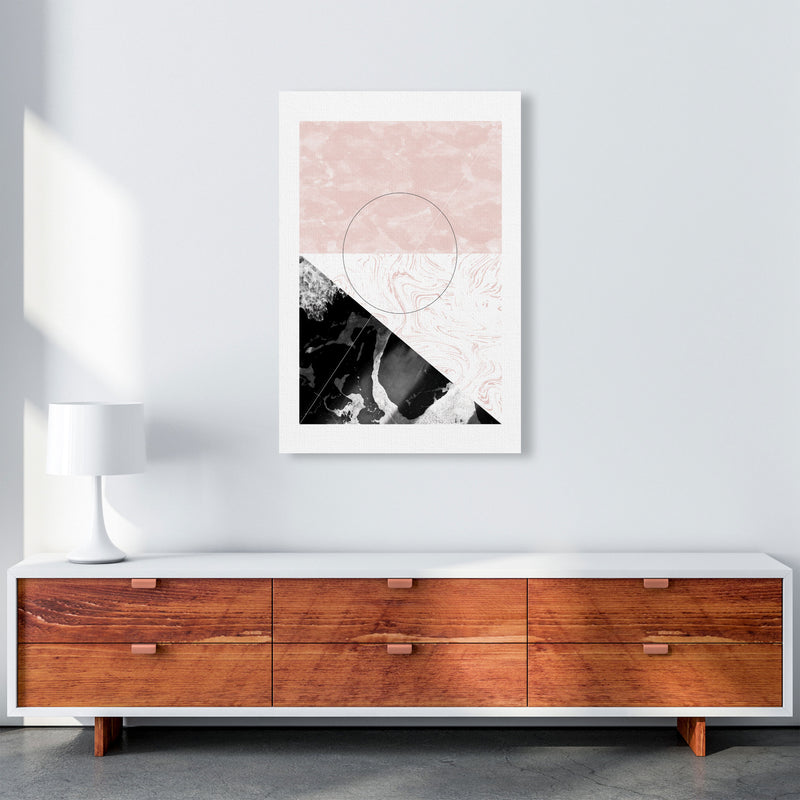 Black And Pink Marble Abstract Rectangle Shapes Modern Print A1 Canvas