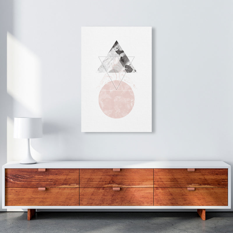 Black And Pink Marble Abstract Triangle And Circle Modern Print A1 Canvas