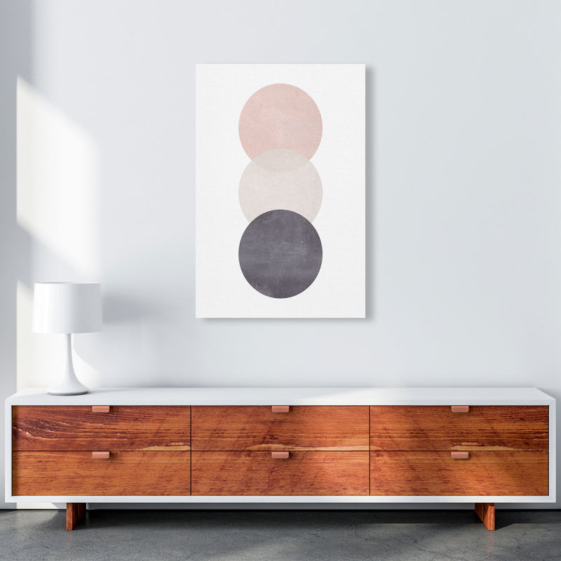 Cotton, Pink And Grey Abstract Circles Modern Print A1 Canvas