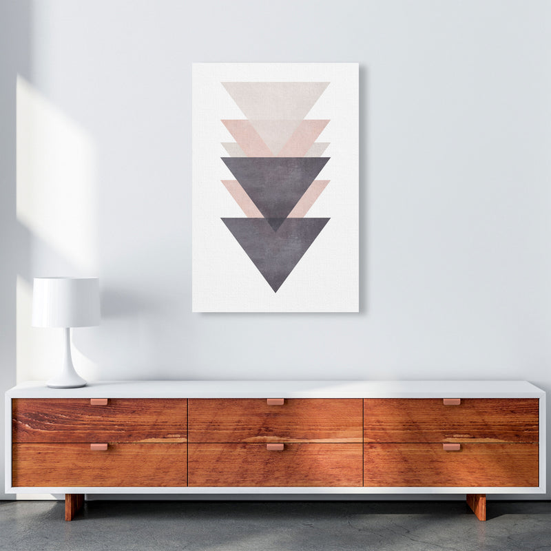 Cotton, Pink And Grey Abstract Triangles Modern Print A1 Canvas
