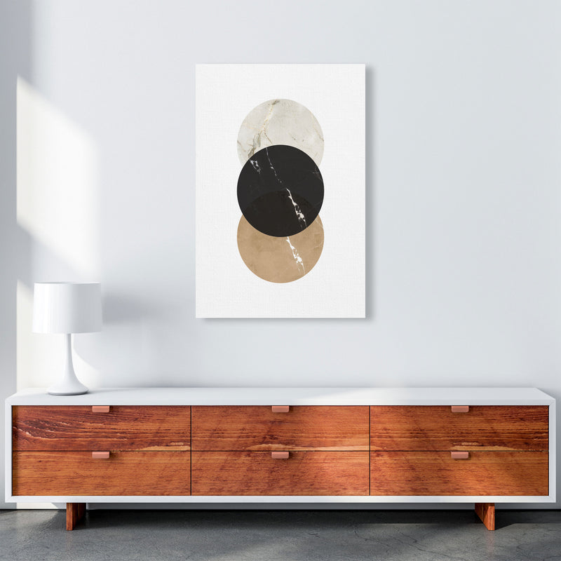 Gold, Beige And Black Marble Abstract Circles Modern Print A1 Canvas