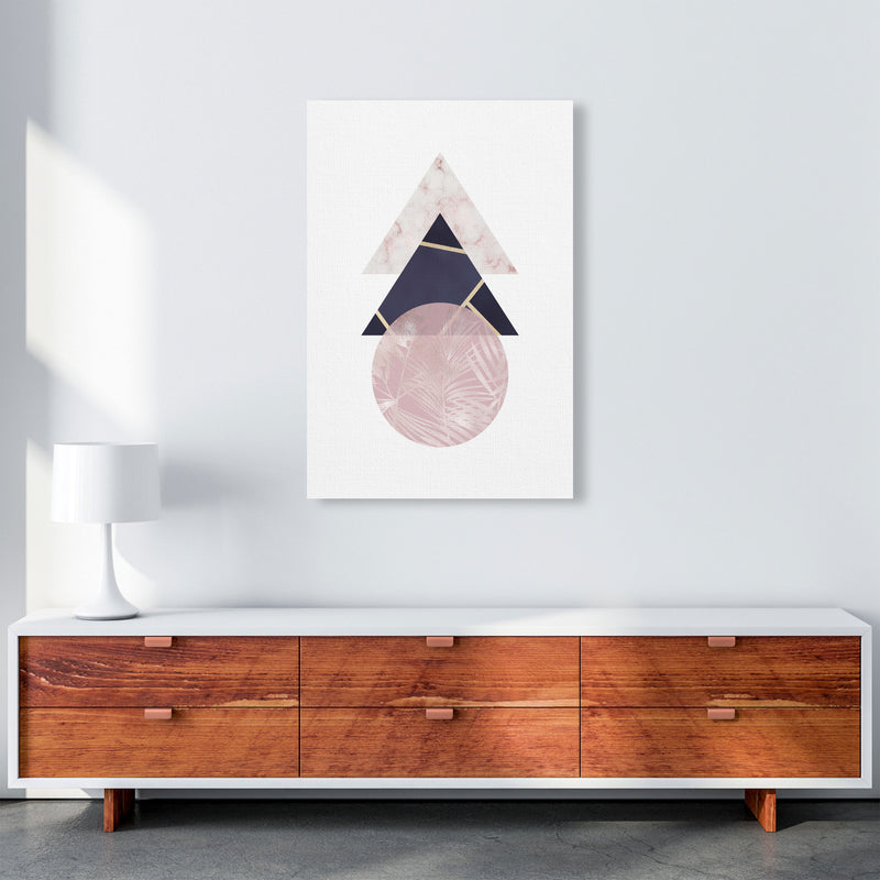 Pink And Navy Marble Abstract Triangles And Circle Modern Print A1 Canvas