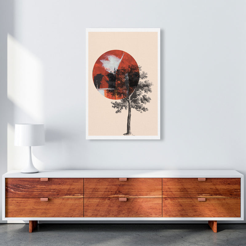 Red Sun And Tree Abstract Modern Print A1 Canvas